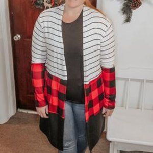 Buffalo Plaid Cardigan with Pockets